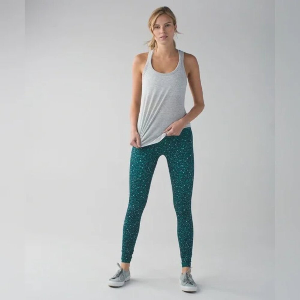LULULEMON GREEN Wunder Under Pant (Hi-Rise) Patterned Geometric Leggings